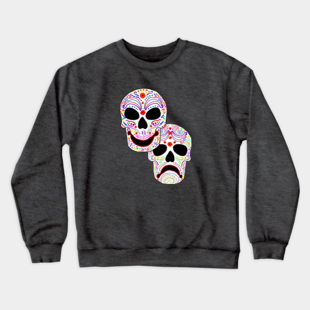 Colorful Muertos Comedy-Tragedy Crewneck Sweatshirt by Jan4insight TeeStore